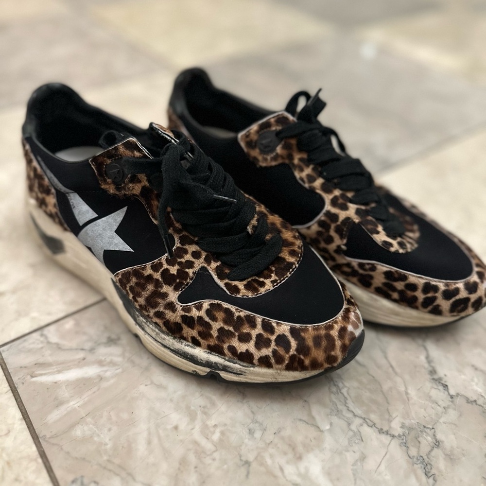 Golden goose cheetah print sneakers - barely used!